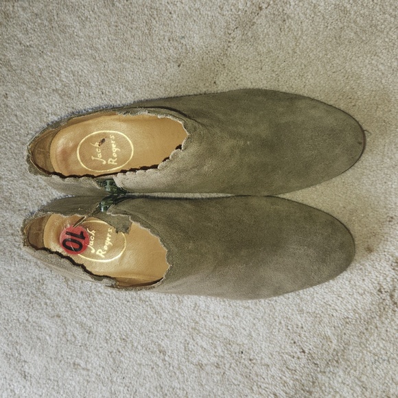 Jack Rogers Olive Green Suede Ankle Boots Size 10 - Picture 4 of 7